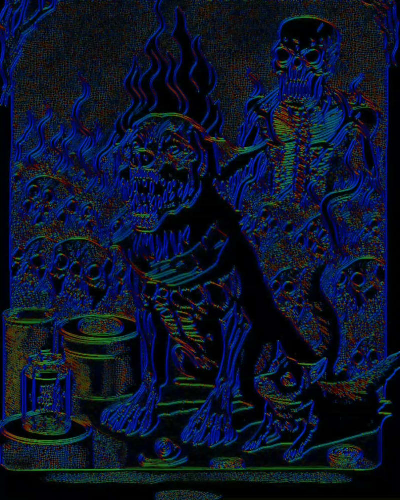 The Hell Dog guards the lost souls and the Hell Demon looks at him